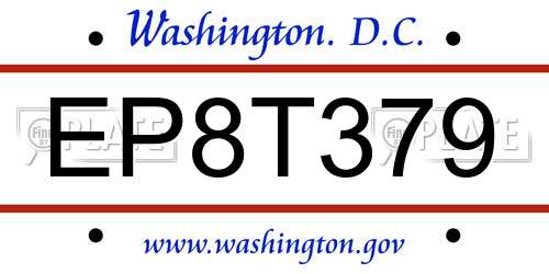 EP8T379 District Of Columbia License Plate