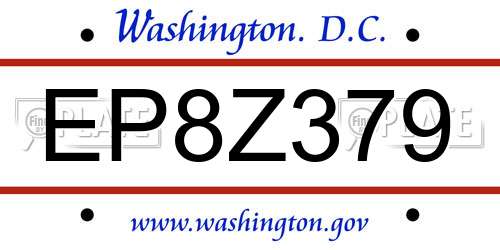 EP8Z379 District Of Columbia License Plate