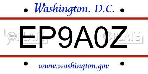 EP9A0Z District Of Columbia License Plate