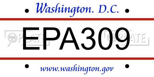 EPA309 District Of Columbia License Plate