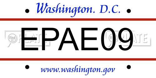 EPAE09 District Of Columbia License Plate
