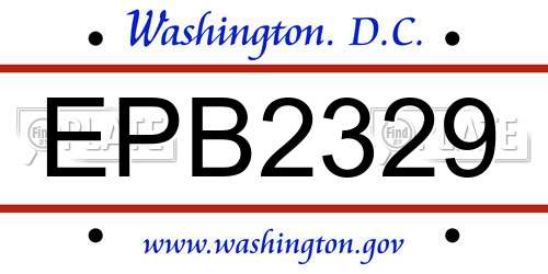 EPB2329 District Of Columbia License Plate