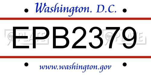 EPB2379 District Of Columbia License Plate