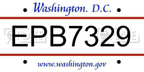 EPB7329 District Of Columbia License Plate