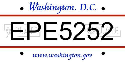 EPE5252 District Of Columbia License Plate