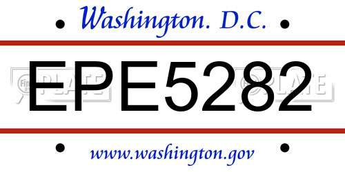EPE5282 District Of Columbia License Plate