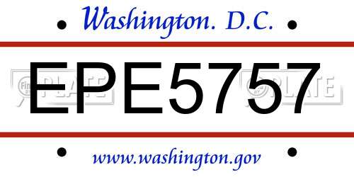 EPE5757 District Of Columbia License Plate