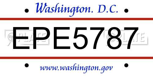 EPE5787 District Of Columbia License Plate
