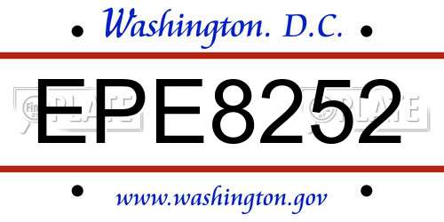 EPE8252 District Of Columbia License Plate