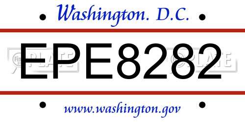 EPE8282 District Of Columbia License Plate