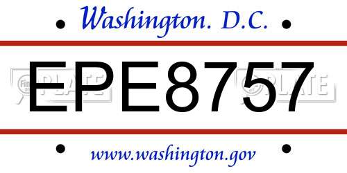 EPE8757 District Of Columbia License Plate