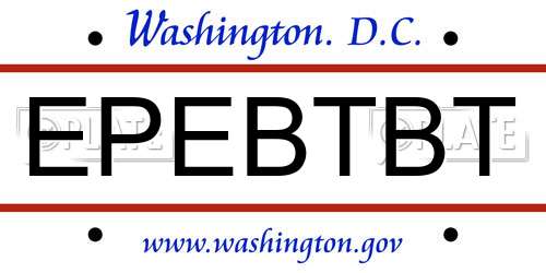 EPEBTBT District Of Columbia License Plate