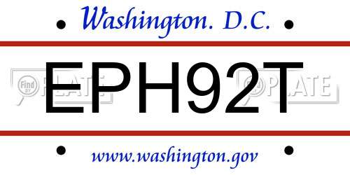 EPH92T District Of Columbia License Plate