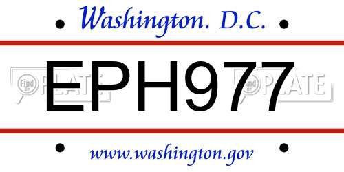 EPH977 District Of Columbia License Plate