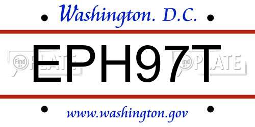 EPH97T District Of Columbia License Plate