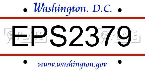 EPS2379 District Of Columbia License Plate