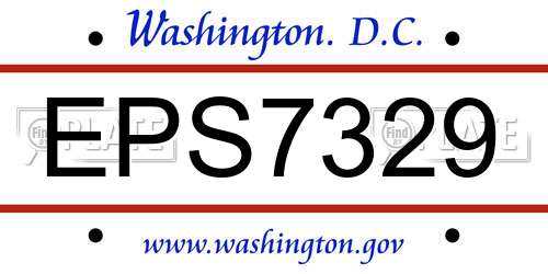 EPS7329 District Of Columbia License Plate