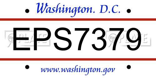 EPS7379 District Of Columbia License Plate