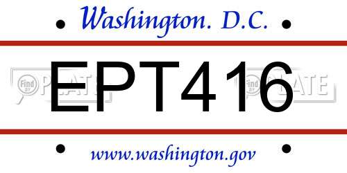 EPT416 District Of Columbia License Plate