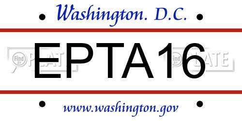 EPTA16 District Of Columbia License Plate
