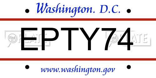 EPTY74 District Of Columbia License Plate