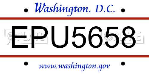 EPU5658 District Of Columbia License Plate
