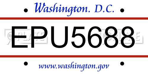 EPU5688 District Of Columbia License Plate