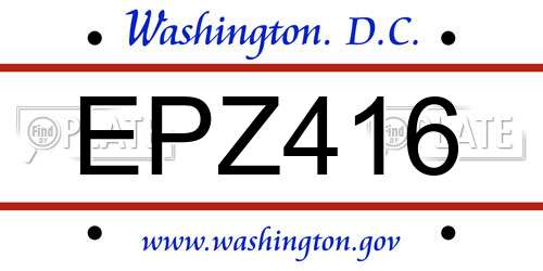 EPZ416 District Of Columbia License Plate