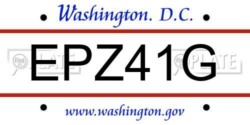 EPZ41G District Of Columbia License Plate