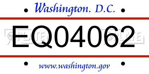 EQ04062 District Of Columbia License Plate