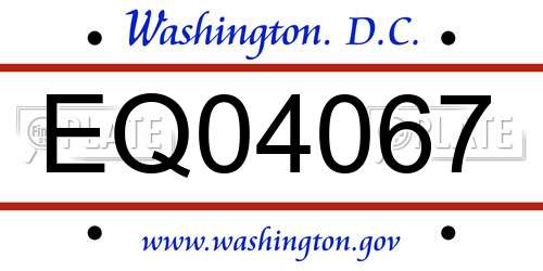 EQ04067 District Of Columbia License Plate