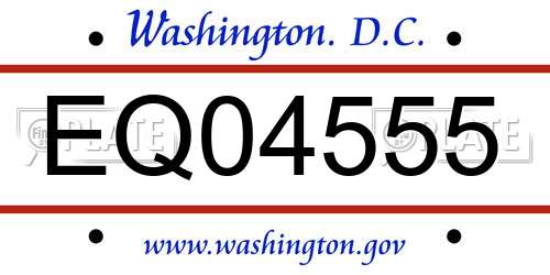 EQ04555 District Of Columbia License Plate