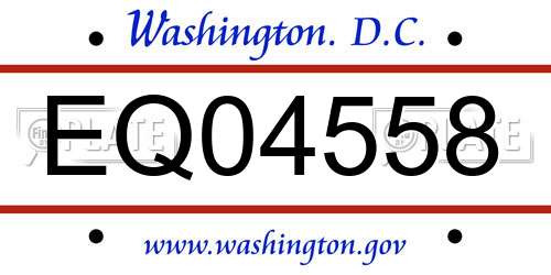 EQ04558 District Of Columbia License Plate