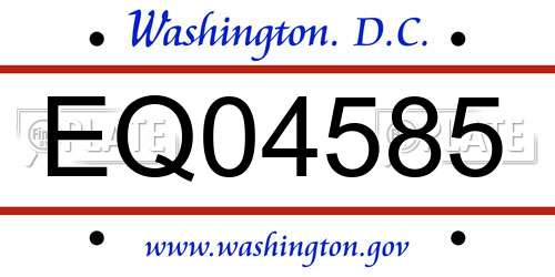 EQ04585 District Of Columbia License Plate