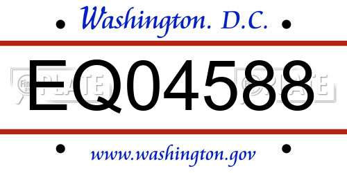 EQ04588 District Of Columbia License Plate