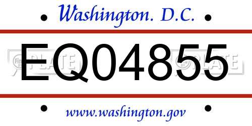 EQ04855 District Of Columbia License Plate