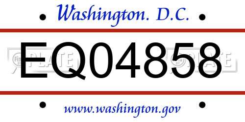 EQ04858 District Of Columbia License Plate