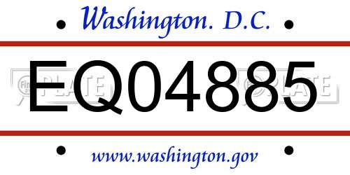 EQ04885 District Of Columbia License Plate