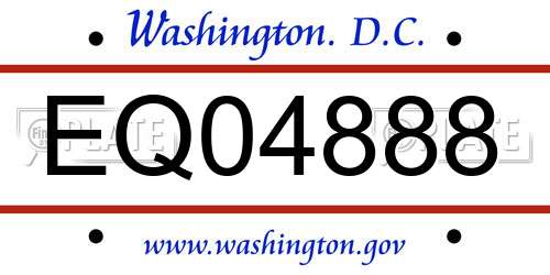 EQ04888 District Of Columbia License Plate