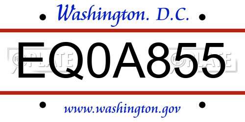 EQ0A855 District Of Columbia License Plate
