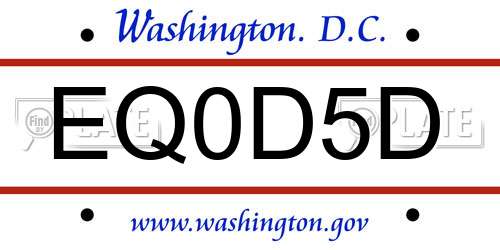 EQ0D5D District Of Columbia License Plate