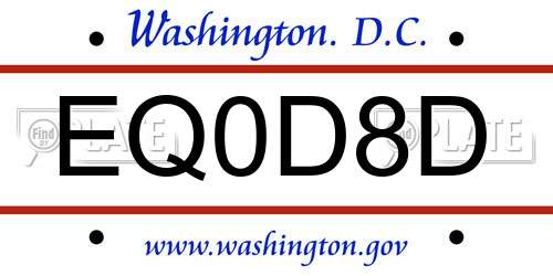 EQ0D8D District Of Columbia License Plate