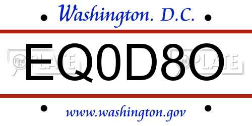 EQ0D8O District Of Columbia License Plate