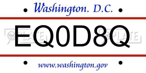 EQ0D8Q District Of Columbia License Plate