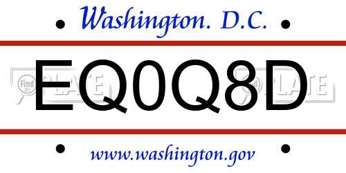 EQ0Q8D District Of Columbia License Plate