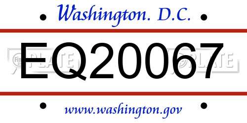 EQ20067 District Of Columbia License Plate