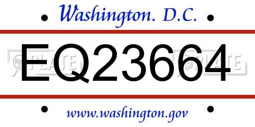 EQ23664 District Of Columbia License Plate