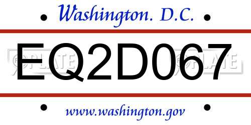 EQ2D067 District Of Columbia License Plate