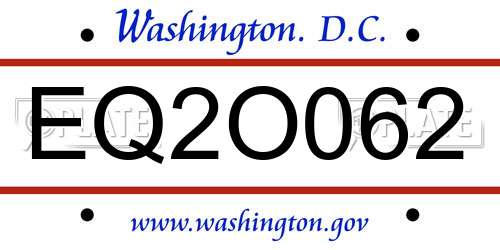 EQ2O062 District Of Columbia License Plate