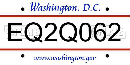 EQ2Q062 District Of Columbia License Plate